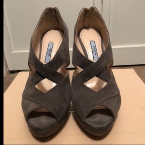 Prada Gray Suede Heels